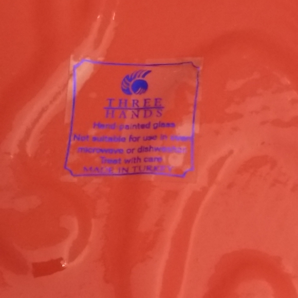 Three Hands Decorative Painted Glass Platter 11.5" - Picture 8 of 15